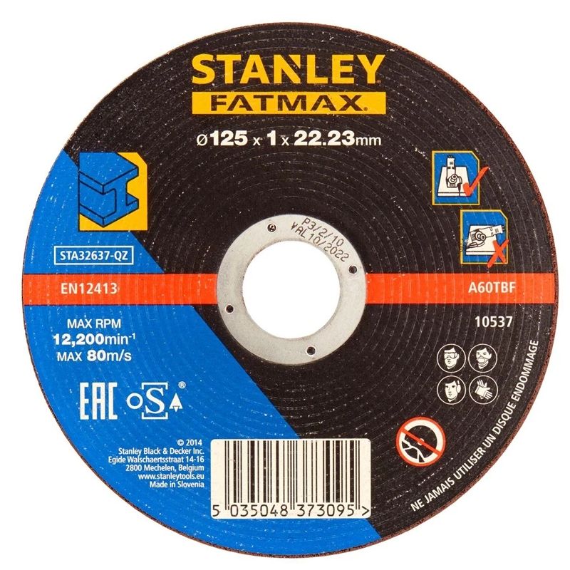 Griešanas disks Stanley STA32637. 125 mm x 1 mm x 22.23 mm