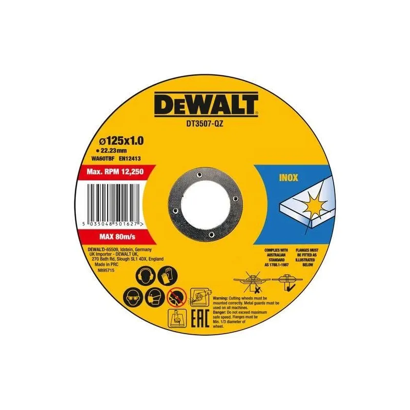 Griešanas diski Dewalt DT3507-QZ, 125x1x22.23mm, 10 gab.