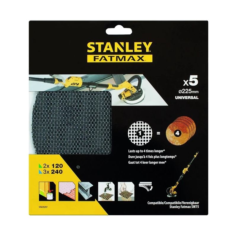 Slīpēšanas tīkli Stanley Fatmax 225 mm STA39297-XJ 5 gab