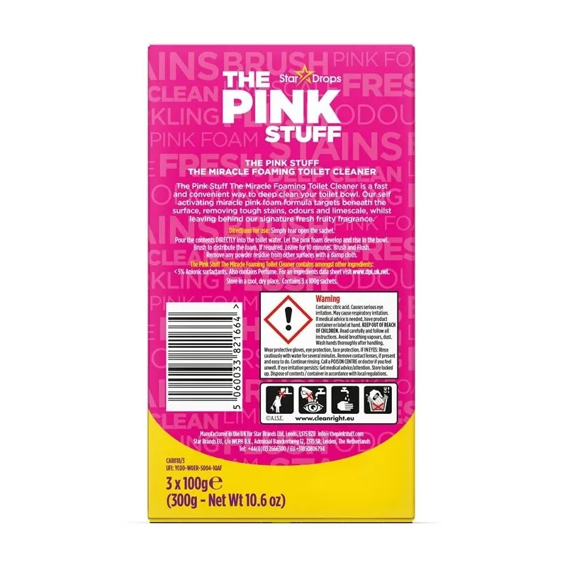 Чистящее средство для туалета The Pink Stuff Foaming, 0.3 кг, 3 шт.