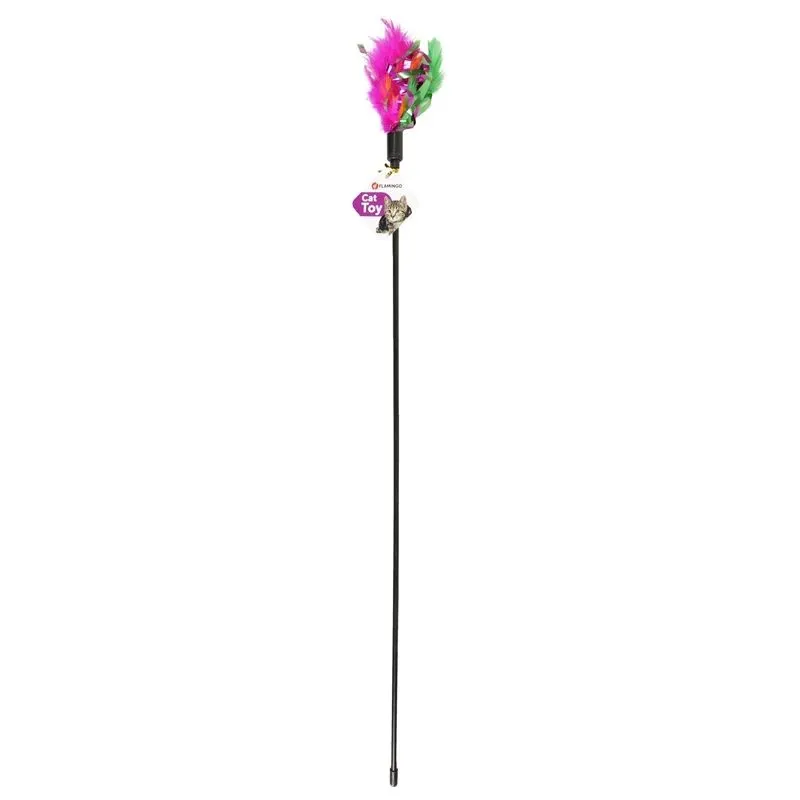 Rotaļlieta kaķiem uz kociņa Flamingo Featherstick, daudzkrāsaina, 50 cm