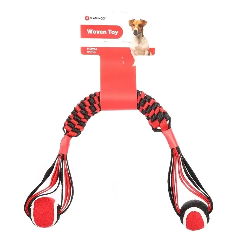 Žaislas šuniui, kramtymui Flamingo 521061, 55 cm, DIA 6 cm, juoda sp.-raudona sp.