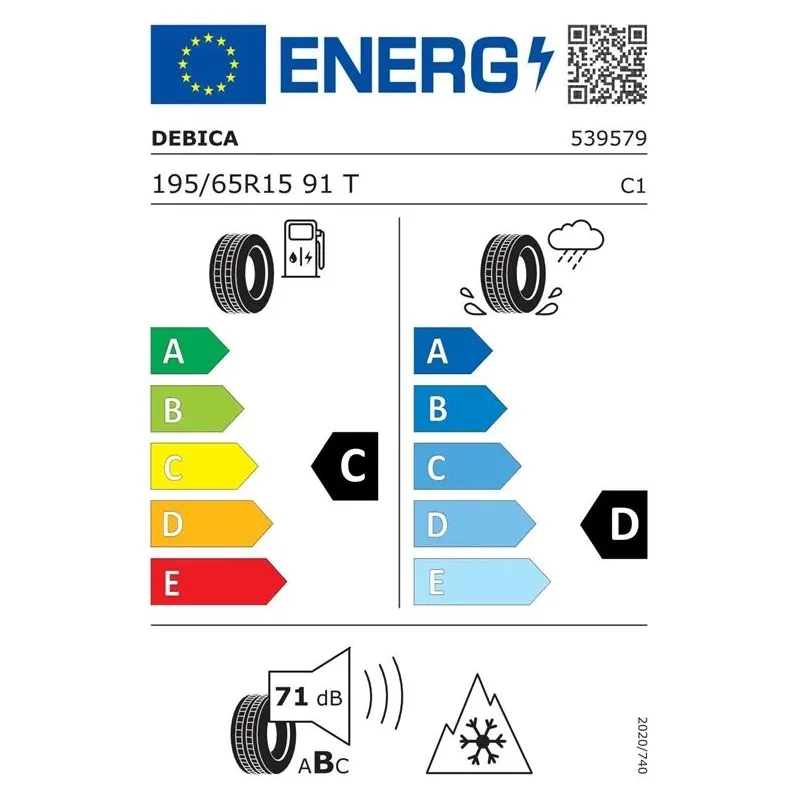 Ziemas riepa Debica Frigo 2 195-65-R15, 91-T, C, D, 71 dB