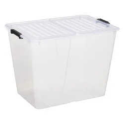 Ящик для хранения с крышкой Plast Team, 65 л, прозрачный, 56.7 x 39.6 x 41.7 см