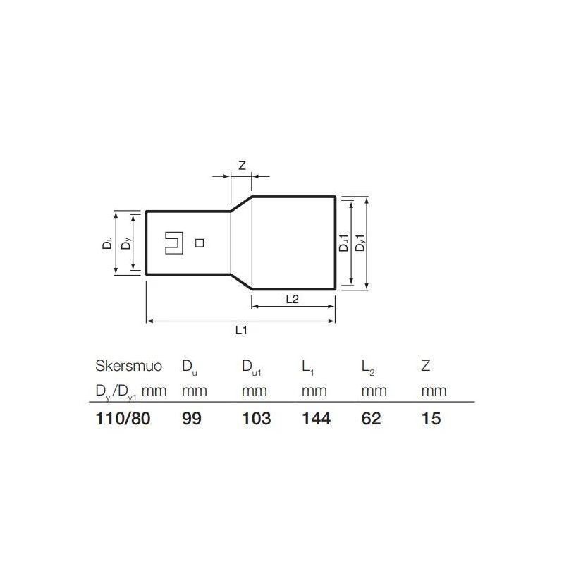 Drenāžas pāreja Wavin D80-113mm. PVC