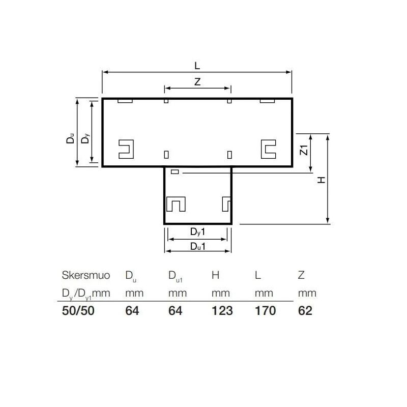 Drenāžas trejgabals Wavin D50mm. 90°. PVC