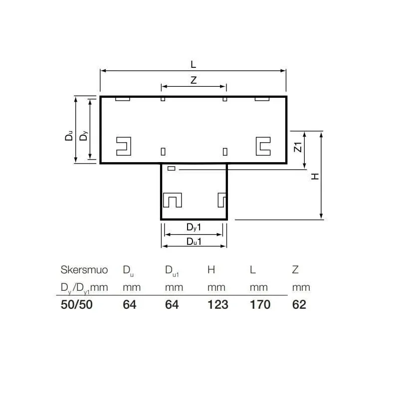 Drenažo vamzdžių trišakis Wavin. DIA 50-50 mm. 90°
