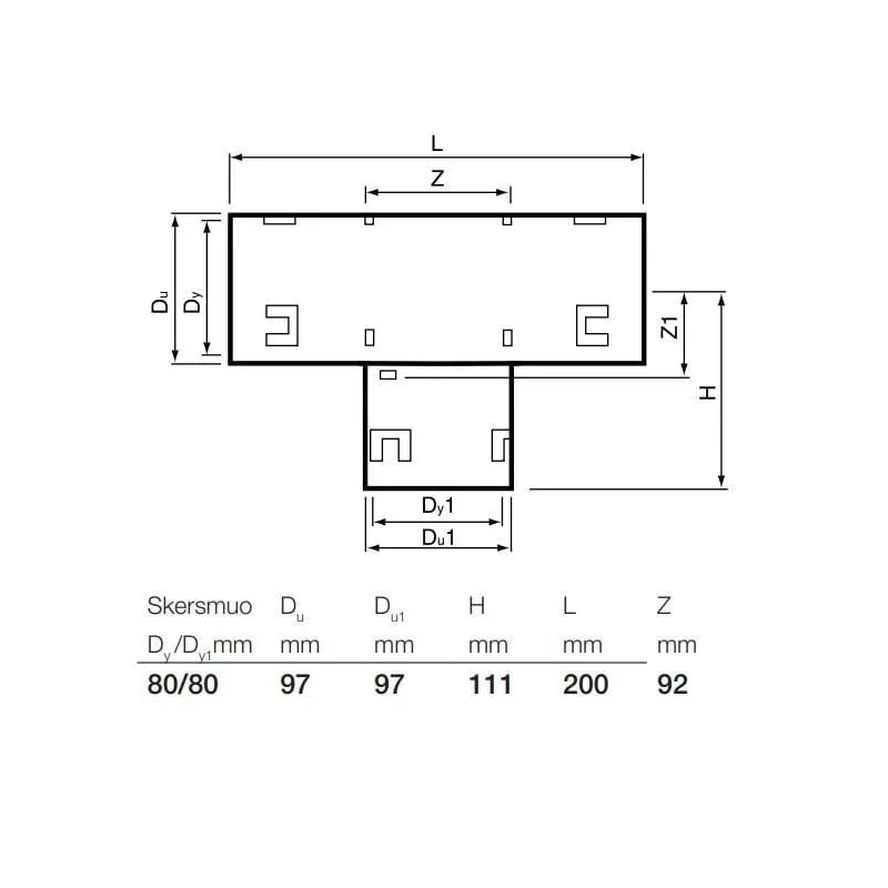 Drenāžas trejgabals Wavin, 80x80 mm, 90 °