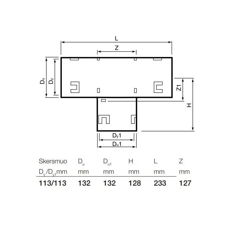 Drenāžas trejgabals Wavin, 113x113 mm, 90 °
