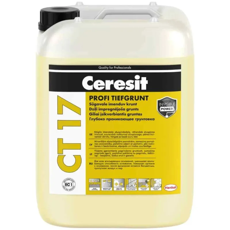 Grunts dziļumgruntis Ceresit CT17, dzeltenīga krās., 10 l