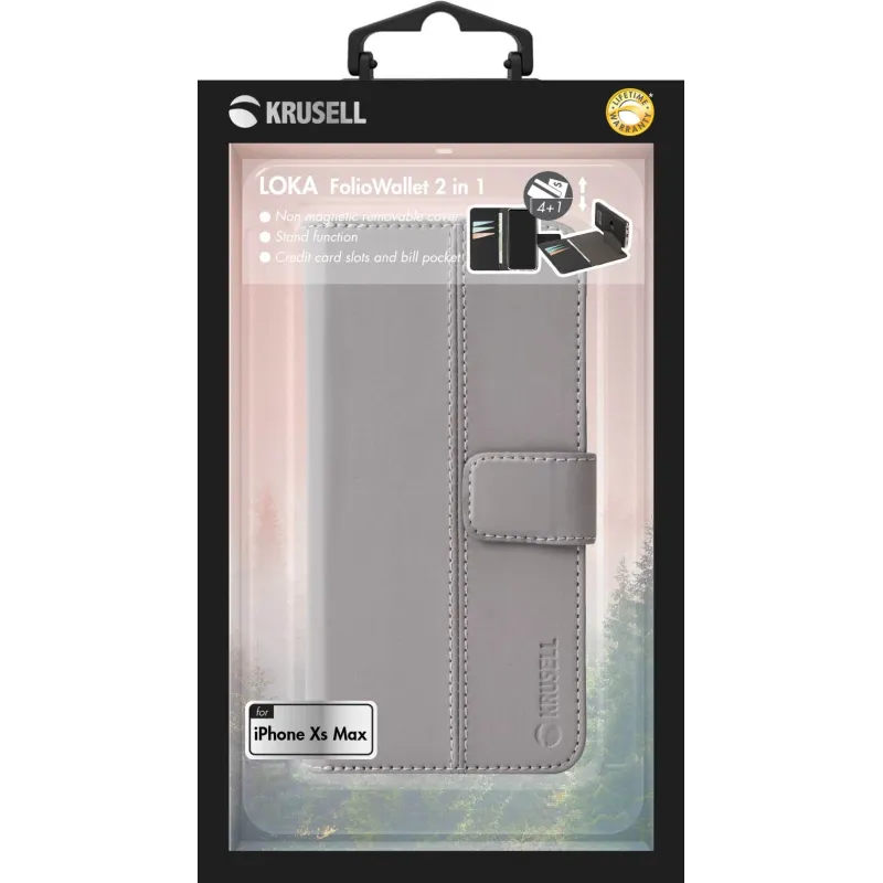 Krusell Loka FolioWallet 2in1 Apple iPhone XS Max grey