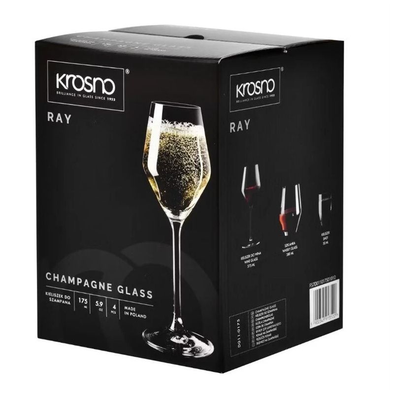 Šampanieša glāžu komplekts Krosno RAY. stikls. 0.220l. 4 gab