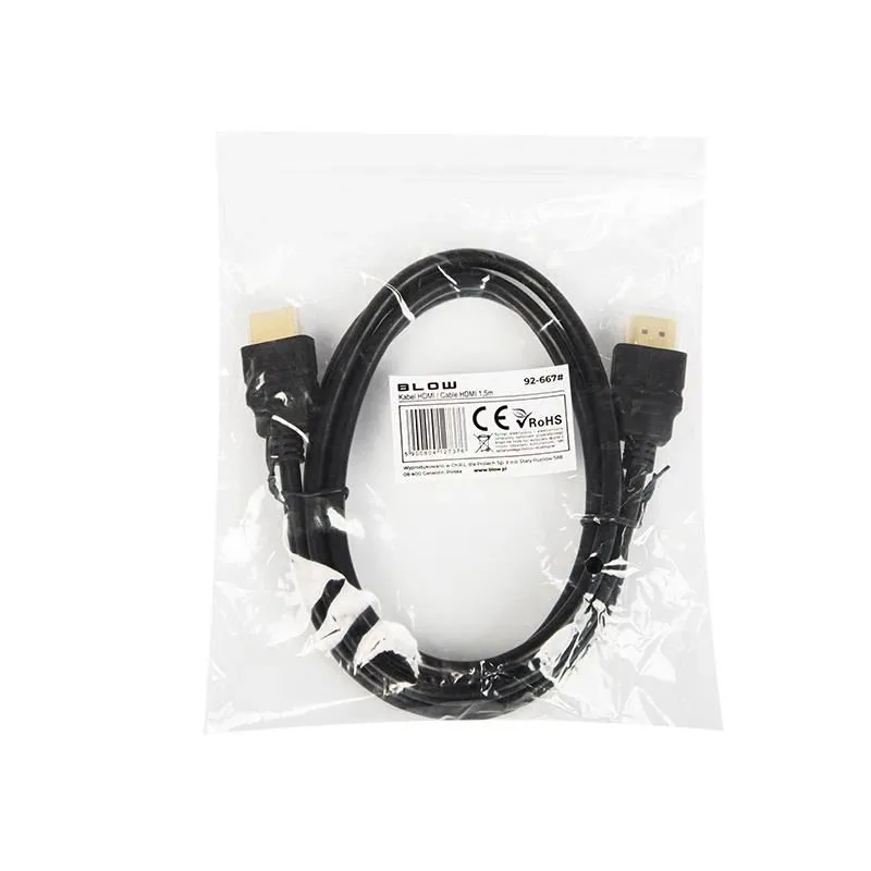 Vads Blow HDMI-HDMI 4K 92-667 HDMI Vīrietis, HDMI Vīrietis, 1.5 m