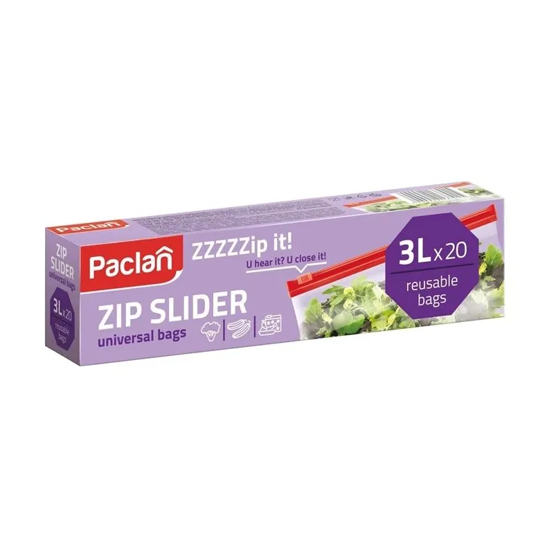 Saldētavas maisiņi ar rāvējslēdzēju Paclan Universal, 3 l, caurspīdīga krās., 20 gab.