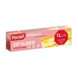 Užspaudžiami šaldymo maišeliai Paclan Universal, 1 l, skaidri sp., 20 vnt.