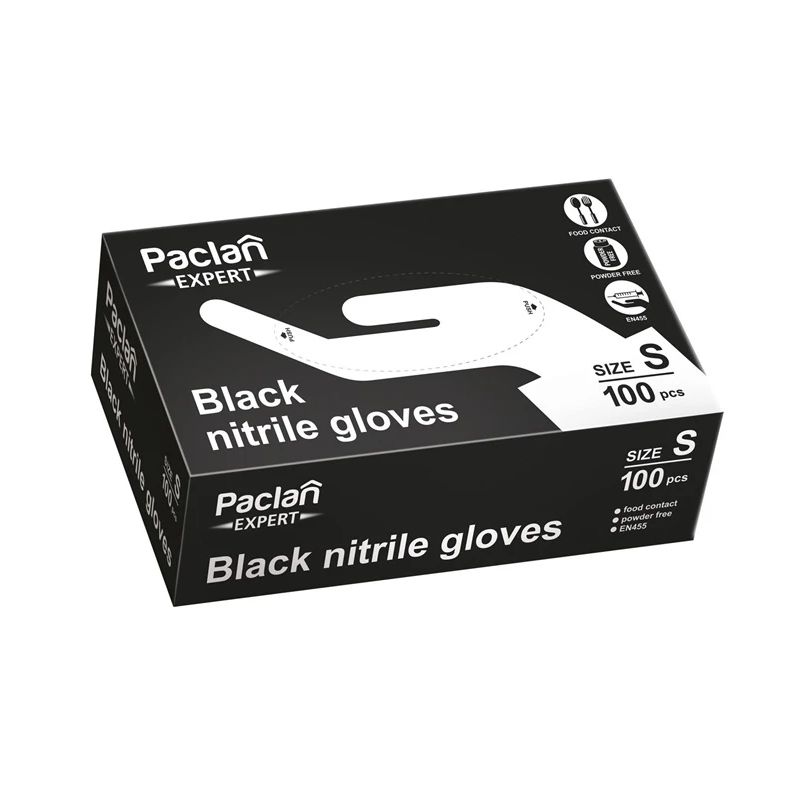 Cimdi vienreizējs Paclan. nitrils. melna. S. 100 gab.