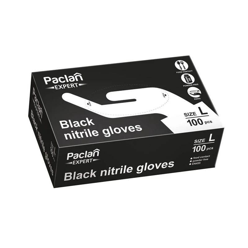 Cimdi vienreizējs Paclan. nitrils. melna. L. 100 gab.