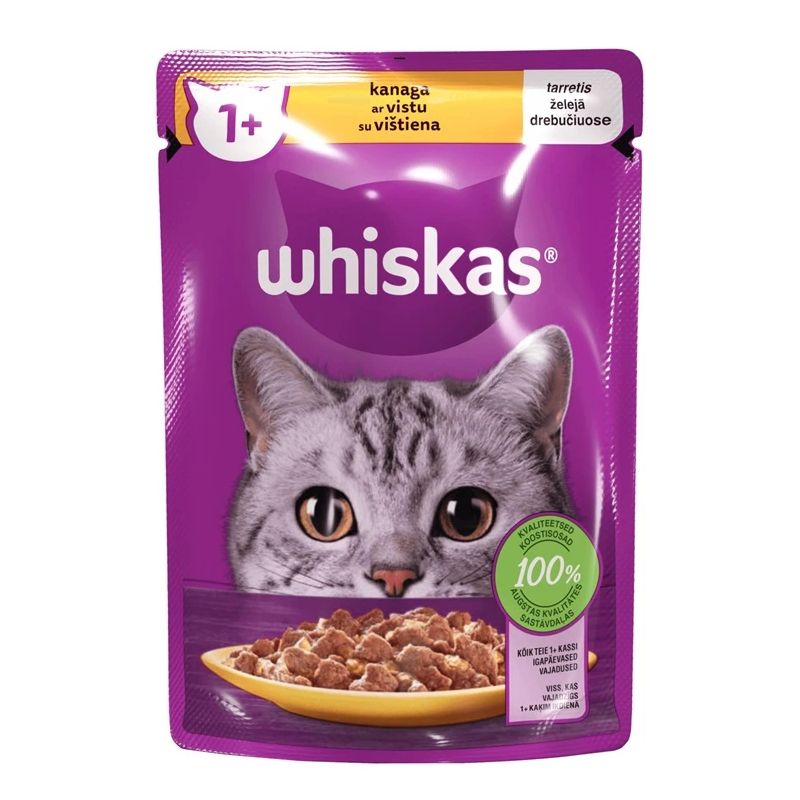 Mitrā kaķu barība Whiskas Chicken. 0.085 kg