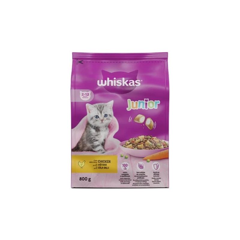 Sausas kačių maistas Whiskas Junior. 0.8 kg