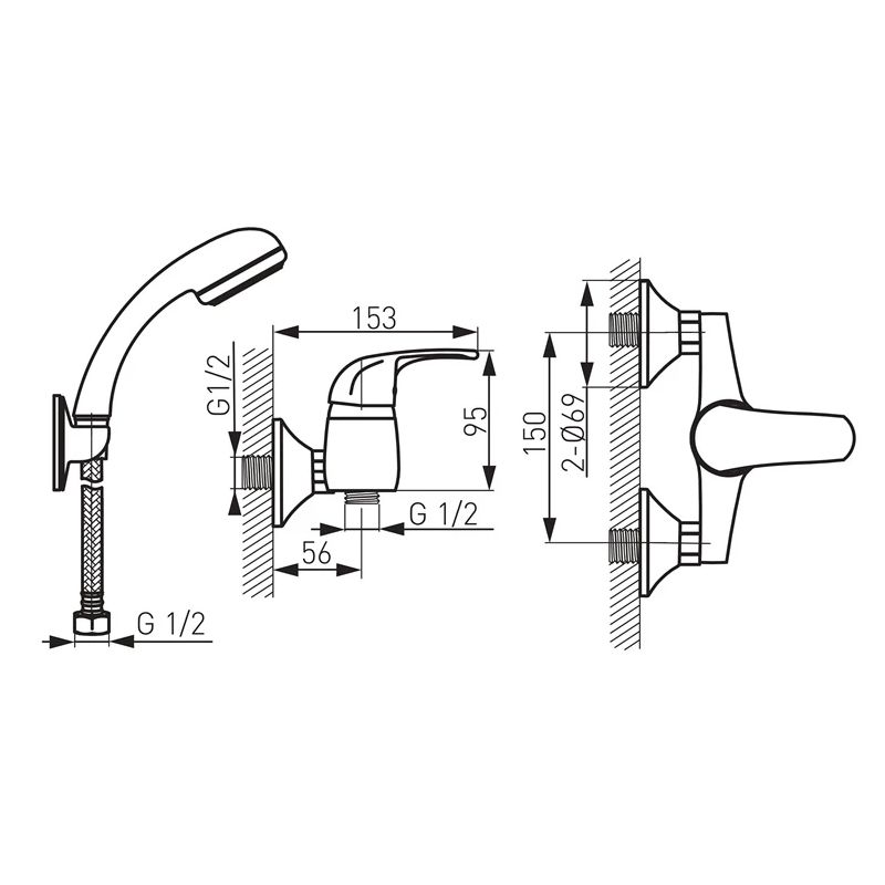 Dušas jaucējkrāns Ferro ELBA BEL77. hroma
