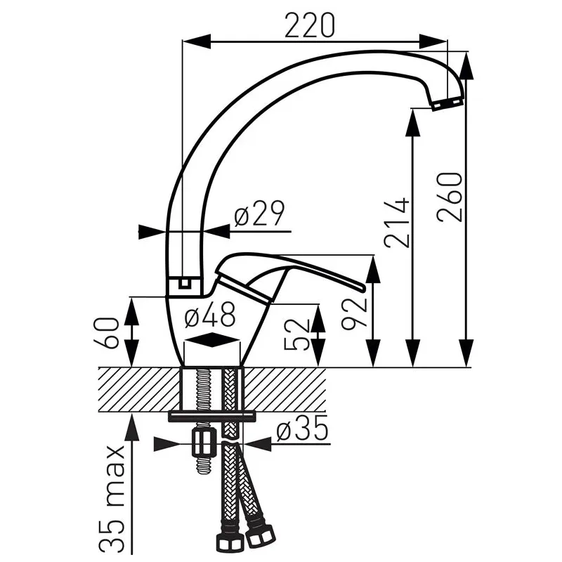 Virtuves jaucējkrāns Ferro Elba BEL4A, hroma krās.