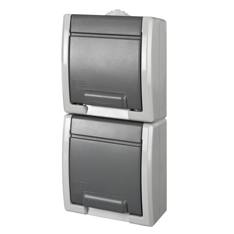 Divvietīga kontaktligzda ELEKTRO-PLAST AQUANT. IP55