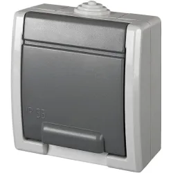 Kištukinis lizdas Elektro-Plast Aquant 1244-10, su įžeminimu, IP55, pilka sp.