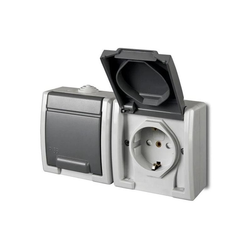 Divvietīga kontaktligzda ELEKTRO-PLAST AQUANT. IP55