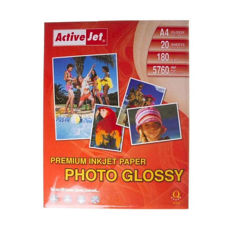 FOTOPAPĪRS AP4-180G20 A4 SPĪDĪGS 180 g 20 LAPAS ,Active Jet,