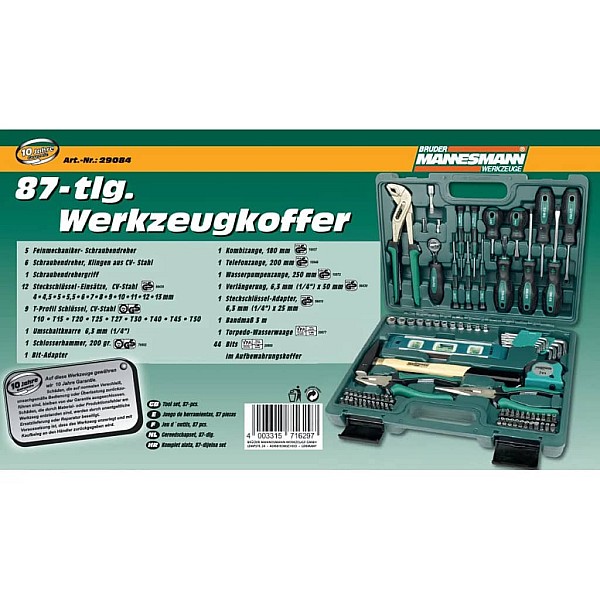 Brüder Mannesmann instrumentu komplekts, 86 daļas, 29084