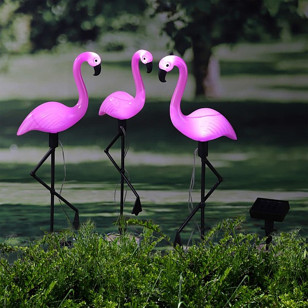 HI solārā LED dārza lampa Flamingo, 3 gab.