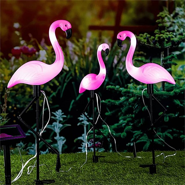 HI solārā LED dārza lampa Flamingo, 3 gab.