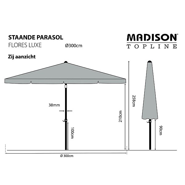 Madison saulessargs Flores Luxe, 300 cm, apaļš, zaļš