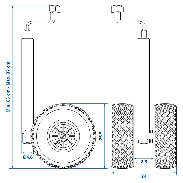 ProPlus piekabes atbalsta ritenis ar gaisa pildījumu 341508, 26x8,5 cm