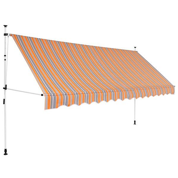 izvelkama markīze, 400 cm, manuāla, dzeltena ar zilām svītrām