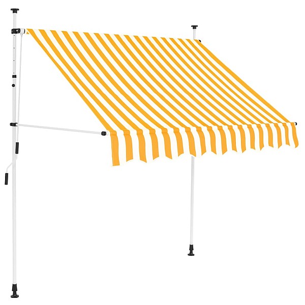 izvelkama markīze, 150 cm, manuāla, oranža ar baltām svītrām