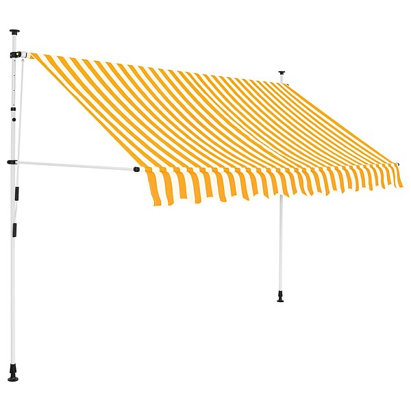 izvelkama markīze, 250 cm, manuāla, oranža ar baltām svītrām