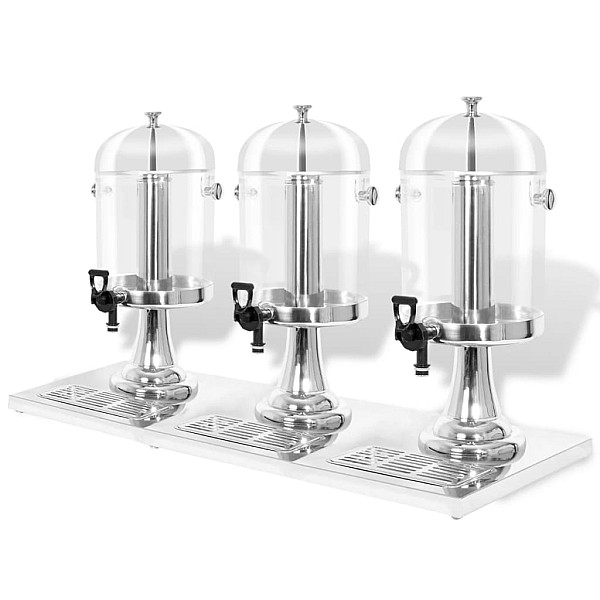 sulas dispensers, 3 x 8 L, nerūsējošs tērauds