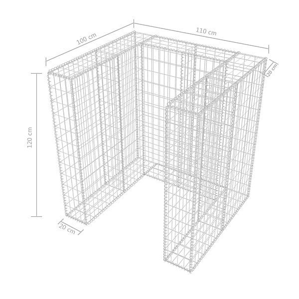 gabions atkritumu konteineriem, tērauds, 110x100x120 cm