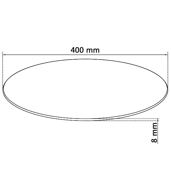 galda virsma, 400 mm, apaļa, rūdīts stikls