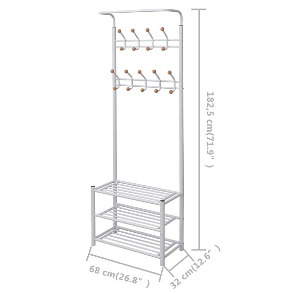 drēbju pakaramais ar vietu apaviem, 68x32x182,5 cm, balts