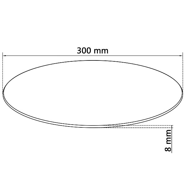 galda virsma, 300 mm, apaļa, rūdīts stikls