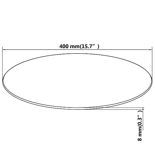 galda virsma, 400 mm, apaļa, rūdīts stikls