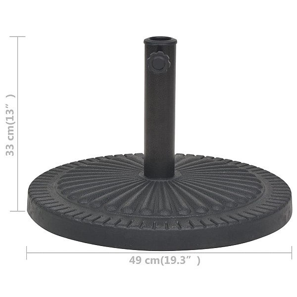 saulessarga pamatne, sveķu materiāls, apaļa, melna, 14 kg