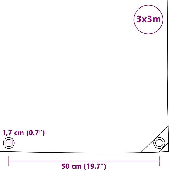 brezenta pārklājs, tents, 650 g/m², 3x3 m, pelēks