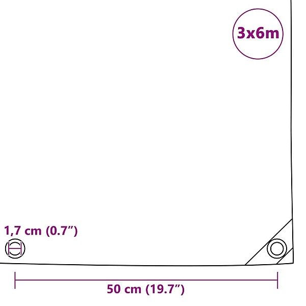 brezenta pārklājs, tents, 650 g/m², 3x6 m, pelēks