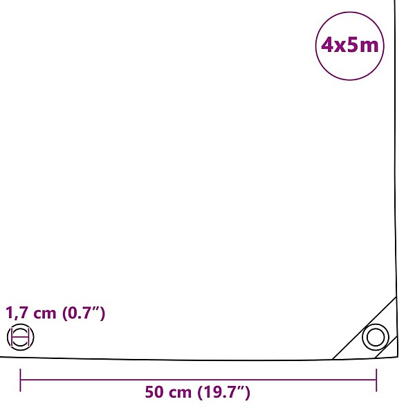 brezents, 650 g/m², 4x5 m, pelēks