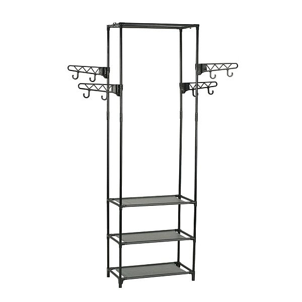 drēbju pakaramais,55x28,5x175cm, neausts audums, tērauds, melns