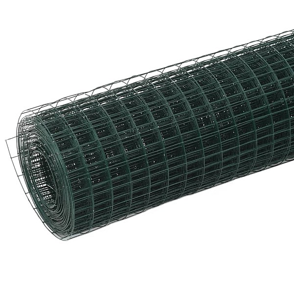 stiepļu žogs, tērauds ar PVC pārklājumu, 10x0,5 m, zaļš