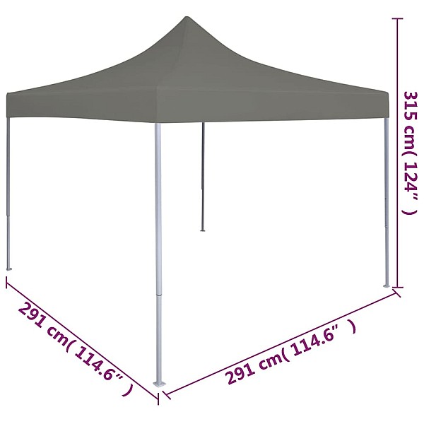 saliekama svinību telts, 3x3 m, antracītpelēka